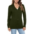 thumbnail image 5 of Uvplove Women Long Sleeve Soft Basic Knit Cardigan Sweater,Olive green,3XL, 5 of 13