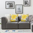 thumbnail image 3 of JRXY  Pillow Covers Square, Modern Decorative Throw Pillow Cover, Outdoor Waterproof Striped Geometric Pillowcase, Boho Dahlia Flower Cushion Cover for Sofa Couch Bed, Yellow,Set of 2 White, 3 of 6