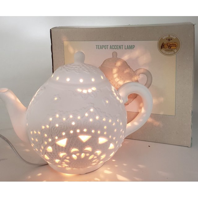 Cracker Barrel Exquisite Porcelain Teapot Accent Lamp