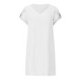 thumbnail image 5 of VKEKIEO Womens Summer Dresses Sun Dress V-Neck Short Sleeve Solid White M, 5 of 9