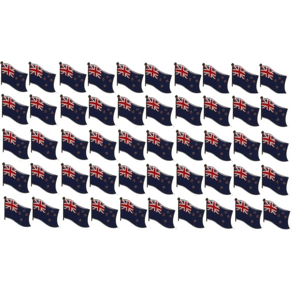 Pack of 50 New Zealand Flag Lapel Pins, New Zealander Pin Badge