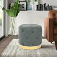 thumbnail image 2 of Homebeez Round Velvet Ottoman Footrest Stool Gray, 2 of 6