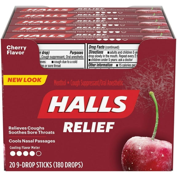Mondelez Halls  Cough Suppressant/Oral Anesthetic, 20 ea