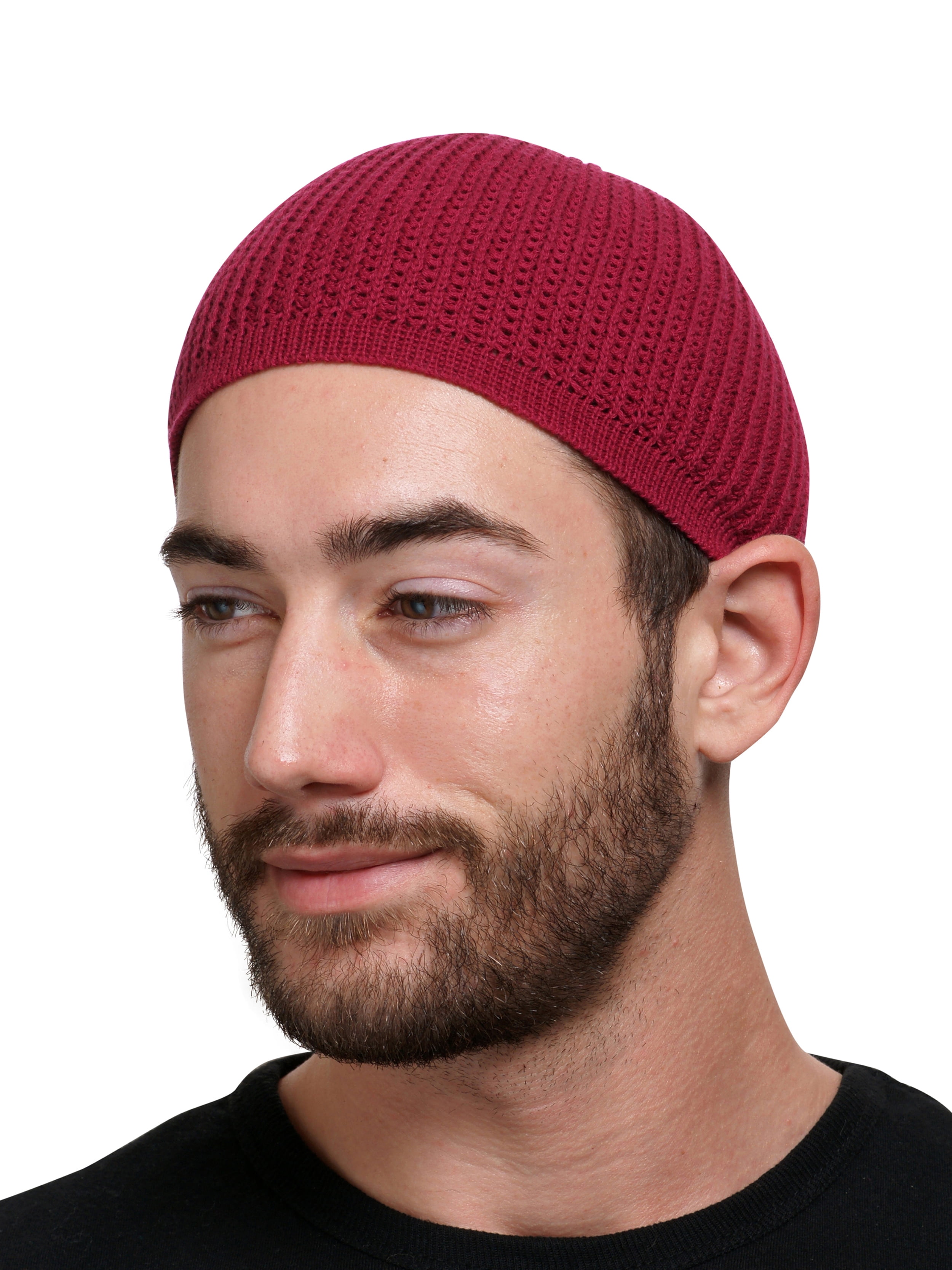 Solid Colored Kufi Hat with Checkered Knit Adult Cap Candid Signature
