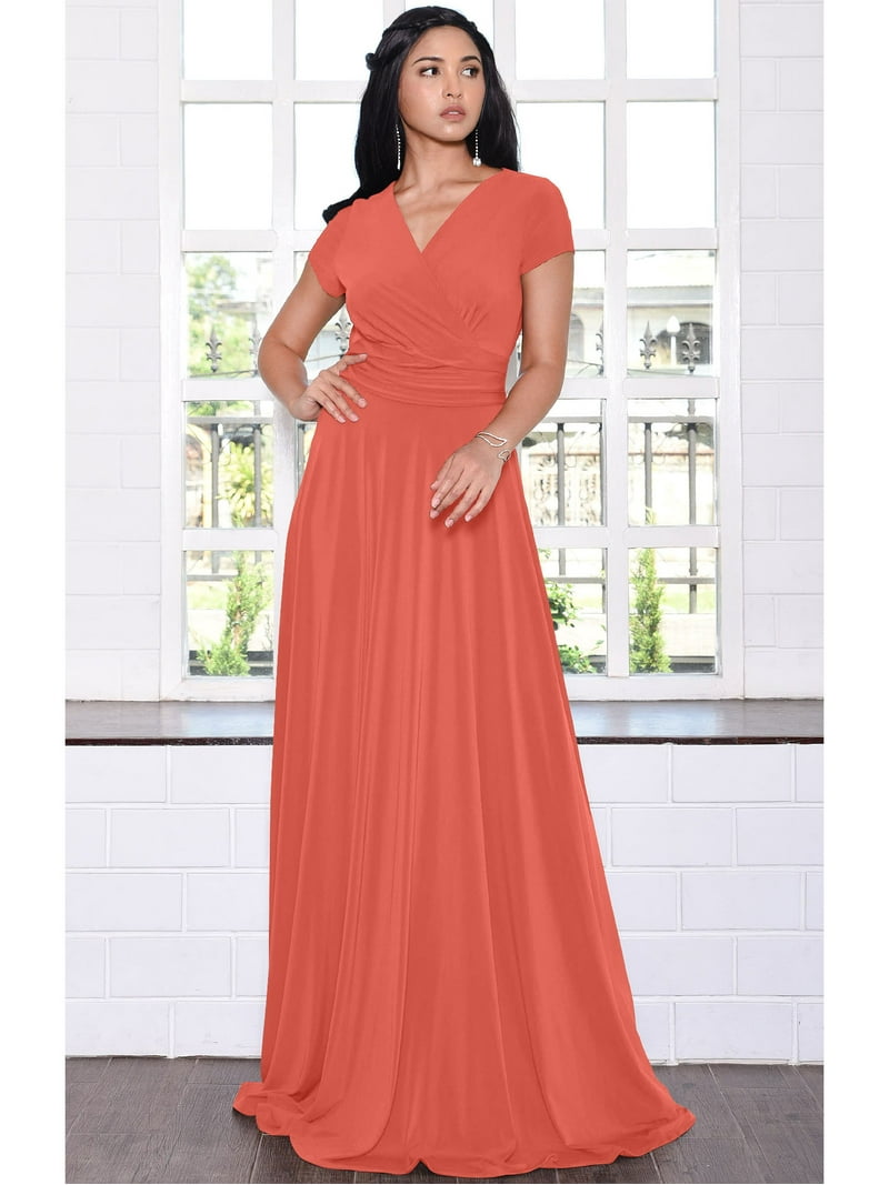 chinese dress ladies Clémence coral-pink halterneck pattern-print maxi dress main image 1