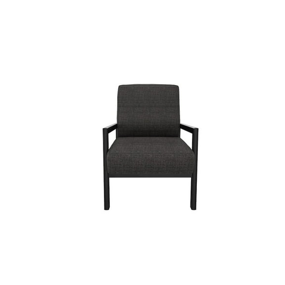 Enza Home Milos Wood & Fabric Armchair in Anthracite Gray/Black