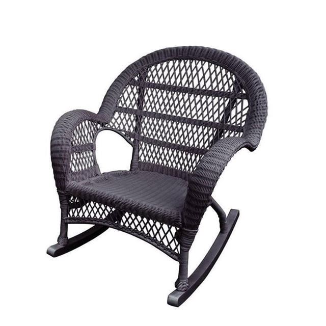 Jeco Fauteuil Berçant en Osier Couleur Espresso