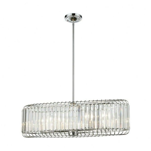6 Light Clear Crystal Island Chandelier In Polished Chrome Finish Luxe Glam Style Made Of Metal 10x32 Inches Ceiling Com 6 Light Clear Crystal Island Chandelier, Crystal Glass 5 Light Luxury Chandelier Chrome Ceiling Fixture Glam