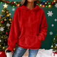 thumbnail image 2 of Women's Hooded Long Sleeve Printed Flannel Top Hooded Sweatshirt for Casual and Warm Fall and Winter Seasons,Red,M, 2 of 8