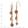 thumbnail image 2 of Shepherd hook Copper-tone Brown Acrylic Beads Long Drop Dangle Earrings 80x10mm Wide Dangle Earring for Women, 2 of 2