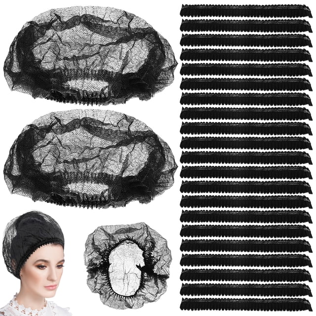 SHISUYAN 200 Pcs Bonnets Jetables Bonnets de Laboratoire Bonnets en Tissu Filets Élastiques Couvre-Chefs