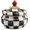 Courtly Check, variant on Enamel Squashed Pot, Cute Enameled Container with Lid, 20 Ounces, -and-White Rosy Check