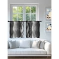 thumbnail image 4 of Sheer Curtains 45 Inch Length 2 Panels Set for Kitchen, Black Stripes Semi Sheer Curtains for Windows, Modern Simple Greyish Gradient Lines Voile Window Treatments Rod Pocket Curtain, 4 of 7