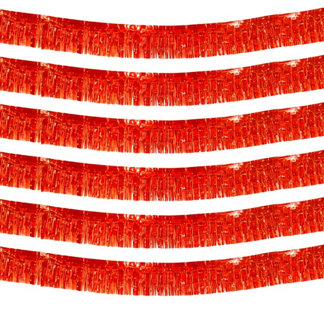 Guirnalda metálica Clayghsen con flecos, 3 m, color rojo, paquete de 6