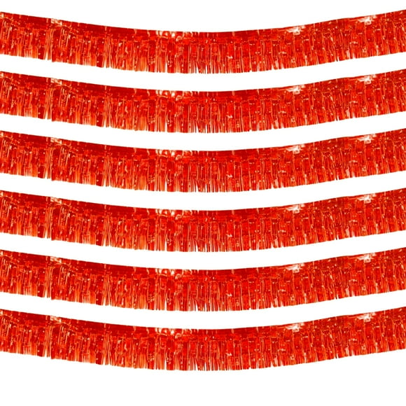 Guirnalda metálica Clayghsen con flecos, 3 m, color rojo, paquete de 6