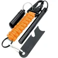 thumbnail image 2 of Ayin 4 Inch Fire Starter Survival Keychain - Ferrocerium Drilled Flint Kit With Paracord Lanyard, Striker Multi-Tool, Cotton Tinder, Water Proof Carrier Tube, and Carabiner Clip (Neon Orange), 2 of 3