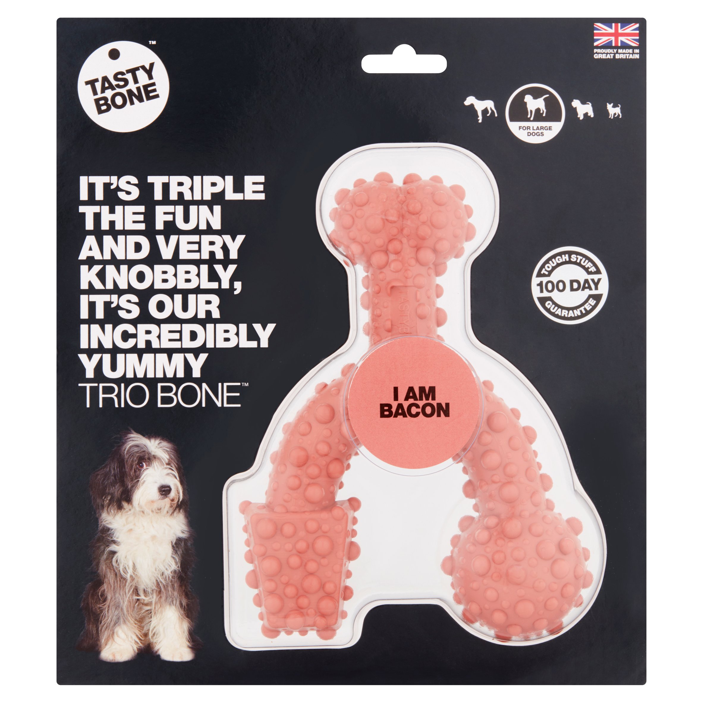 TastyBone I Am Bacon Flavored Dog Bone Toy, Large