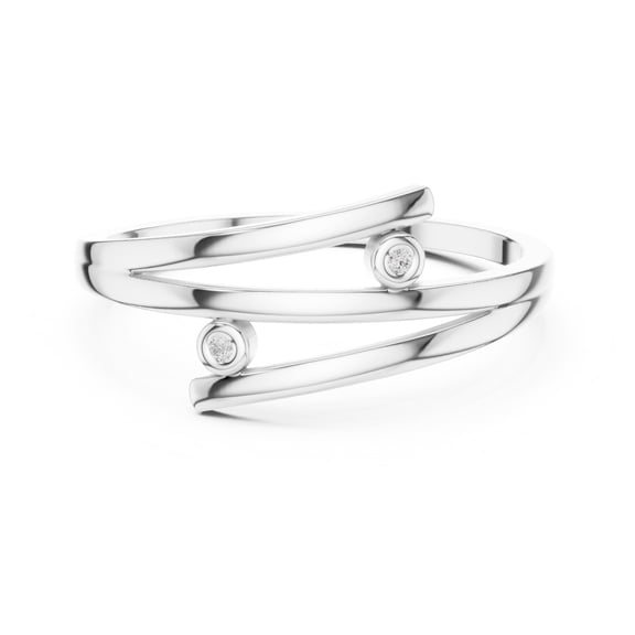 Twisted Vine Diamond Ring, Bezel Set Diamond Engagement Ring, Delicate Promise Ring, 0.8 Ct Simulated Diamond, 14K White Gold Plated, Daily Wear Ring