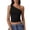 Black #159, variant on Women's Casual One Shoulder Top Ruched Crop Lightweight Summer Tops Navy L