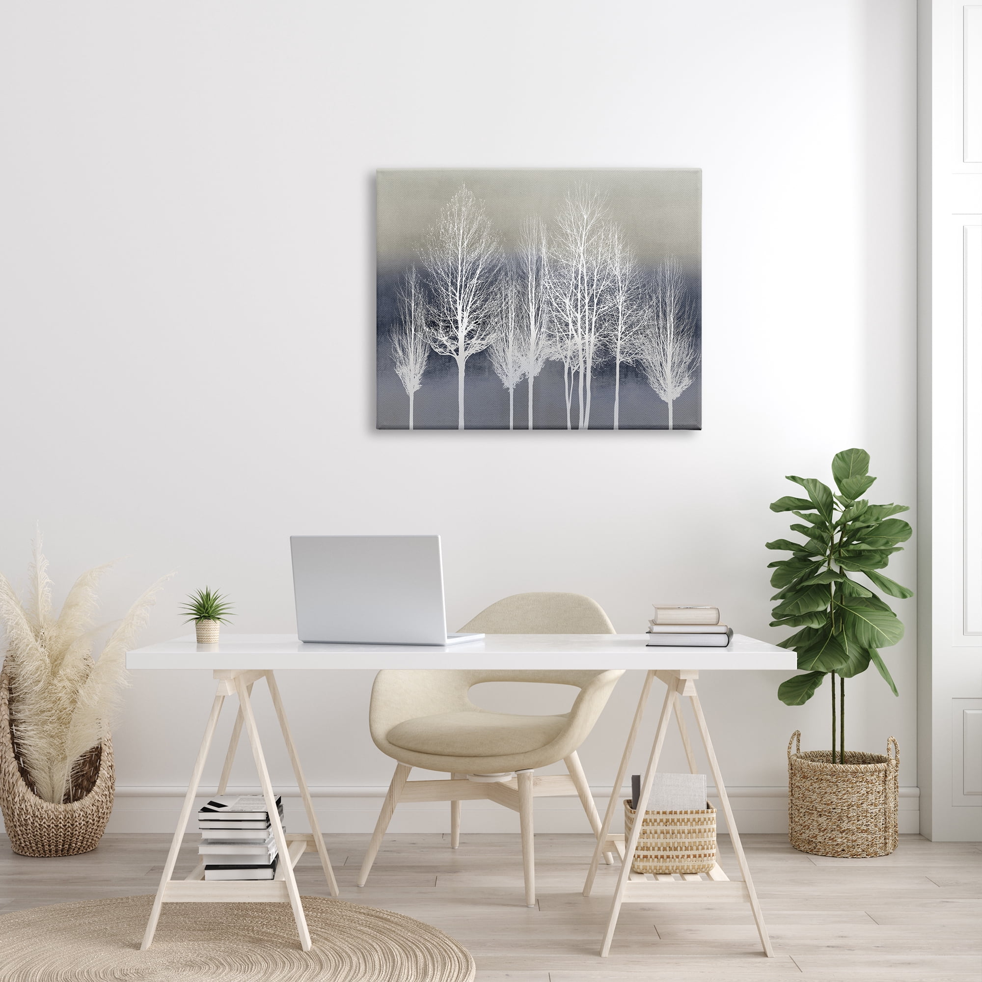 Stupell Industries Modern Tree Forest Winter Landscape over Pattern, 30 x 40, Designed by Kate Bennett