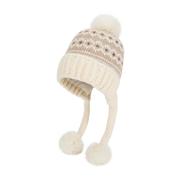 ATOYSOY Women's Winter Warm Beanie Hat with Pompoms Knitted Earflap Cute Cap