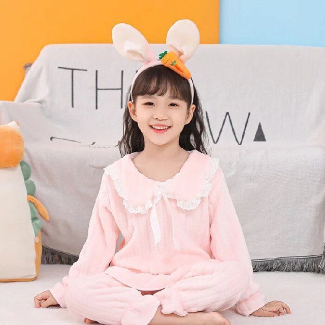 Pijamas de encaje de franela para niñas, ropa de dormir cálida de lana de Coral, Conjunto de pijama de Navidad para niños, ropa de dormir de princesa gruesa