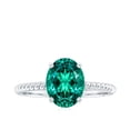thumbnail image 4 of Rosec Jewels 3 Ct Lab Grown Emerald Engagement Ring with Diamond - AAAA Grade - Oval Emerald Ring for Women, 925 Sterling Silver, US 4.00, 4 of 8