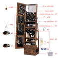 thumbnail image 5 of Jewelry Armoire with Full Length Mirror Swivel Jewelry Cabinet with Lights,Touch Screen Vanity Mirror Standing Mirror and Organized Storage Rustic Brown, 5 of 7