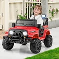 thumbnail image 2 of Gymax 12V Kids Ride on Truck Car w/Remote Control Threaded Wheels 3 Speeds LED Lights Red, 2 of 10