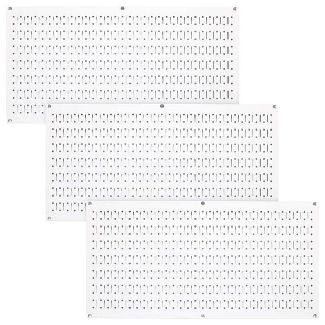 Wall Control 32"x16" Horizontal Pegboard Garage Organizer, White (3 Pack)