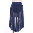 thumbnail image 5 of TiaoBug Women's Chiffon Applique Lyrical Ballet Dance Skirts High Low Mesh Midi Skirt Briefs Dancewear Navy Blue M, 5 of 7