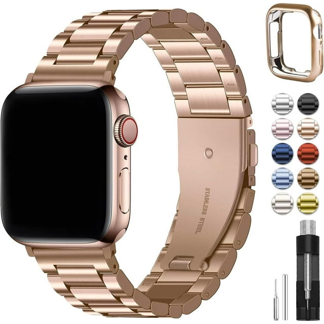 Correa Fullmosa Acero Inoxidable Rose Gold Compatible con Apple Watch Series 10/SE