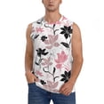 thumbnail image 3 of Uemuo Lilies Flowers Pattern Men's Sleeveless T-Shirt,Muscle Athletic Tank Top, Moisture-wicking Quick-dry Breathable Classic Tee Top for Gym Run Outdoor Sports-X-Large, 3 of 8
