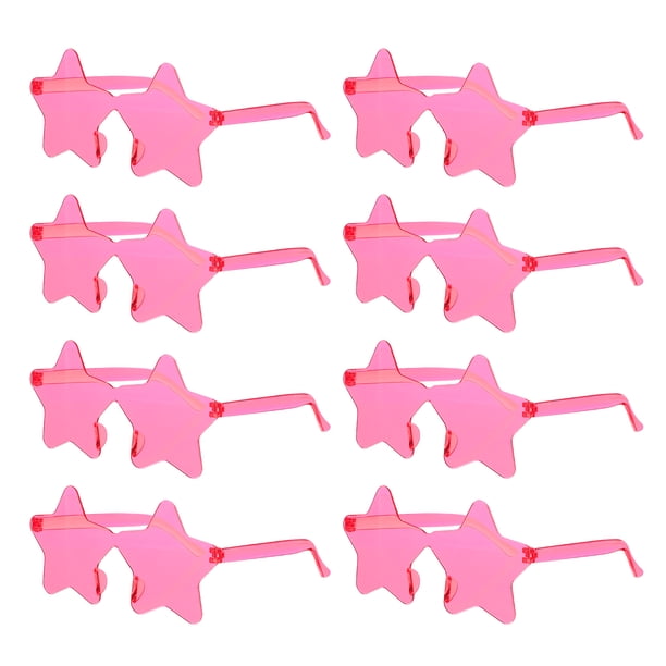 Uxcell 8Pcs Gafas de Sol en Forma de Estrella para Fiesta en la Playa, Cristales Arcoíris, Rosa