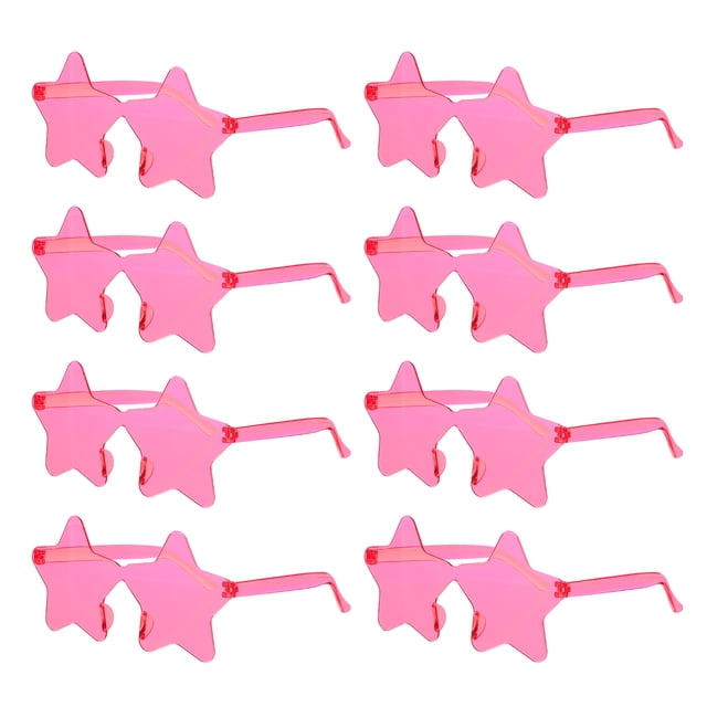 Uxcell 8Pcs Gafas de Sol en Forma de Estrella para Fiesta en la Playa, Cristales Arcoíris, Rosa
