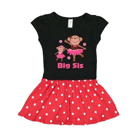 

Inktastic Big Sis Sibling Girl Monkey Gift Toddler Girl Dress