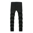 thumbnail image 4 of Wyobmus Ripped Jeans for Men Casual Silim Fit Embroidery Distressed Straight Leg Denim Pants A-Black, 4 of 9