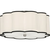 Elegant Scalloped Flushmount Light Fixture in Blackened Antique Nickel Finish with Ascot White Fabric Shade and Black Trim | 4-Bulb Medium E26 Ceiling Light | 120V | UL Listed for Dry Locations