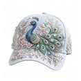 thumbnail image 2 of 3D Peacock Floral Embroidery Adjustable Unisex Baseball Cap Animal Pattern Sun Hat for Daily Use, 2 of 6