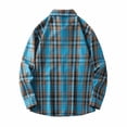 thumbnail image 4 of Aimik Hanes Up to 65% off Clearance Mens Flannel Shirts Jackets Casual Shackets Button Down Long Sleeve Plaid Shirt Lightweight Jackets with Pockets-Blue M, 4 of 5