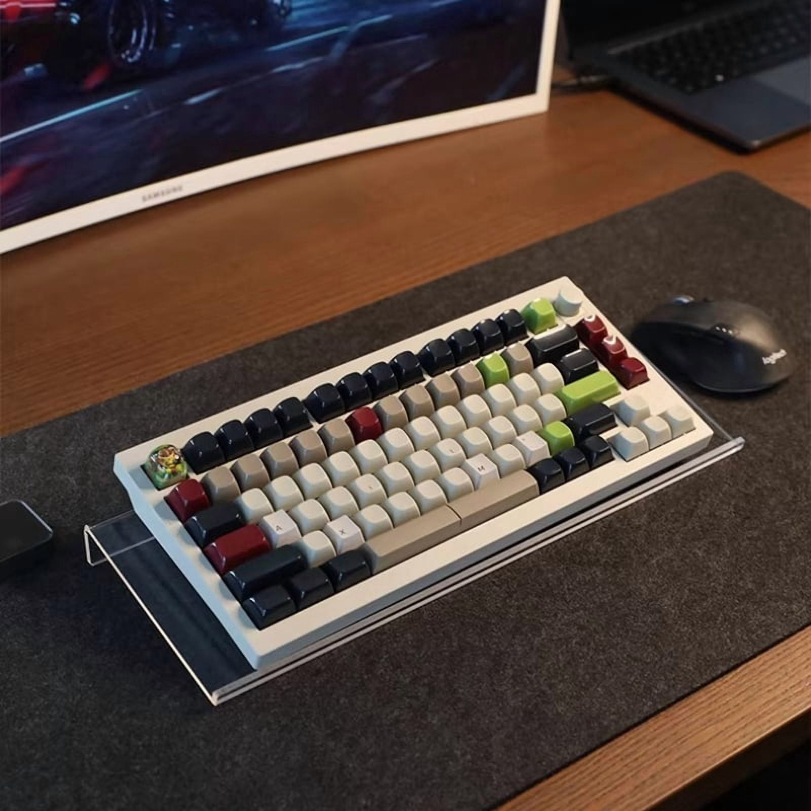 Acrylic Keyboard Riser Stand, Ergonomic Tilted Keyboard Holder for Desk, Clear Desktop Stand