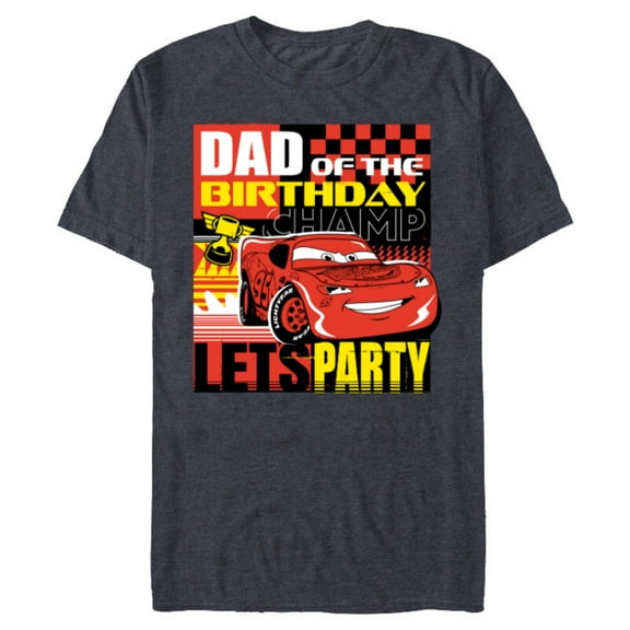 Disney and Pixar’s Cars Dad of the Birthday Champ Party - Short Sleeve Blended T-Shirt for Adults - Customized-Denim Snow Heather