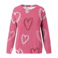 thumbnail image 4 of T-shirt de la Saint-Valentin pour Femmes 2024, Chandails à Col Rond, T-Shirts Décontractés avec Cœur, T-Shirts Graphiques Amples à Manches Longues, Chandails à Enfiler, Hauts Mode pour les Fêtes, T-Shirt, 4 of 5