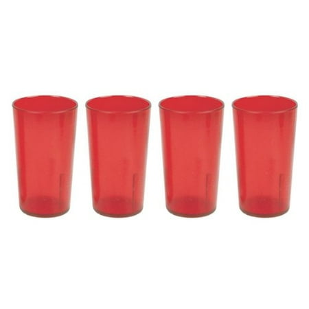Stackable Plastic Tumblers 32 oz. (Ounce) Restaurant Tumbler Beverage Cup, Stackable Cups, Break-Resistant Commmerical Plastic, Set of 4 - Red ()