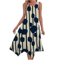 thumbnail image 2 of Itsame Women's Summer Dress, Sleeveless Fashion Prints Casual Ruffle Beach Dress Blue, 2 of 5