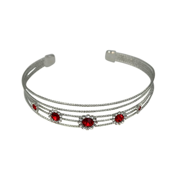 Faship Gorgeous Red Crystal Art Deco Floral Cuff Bracelet