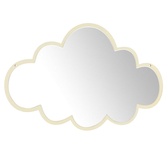 BESTONZON Cloud-Shaped Wooden Acrylic Mirror, Plated Silver, Punch-Free, Self-Adhesive, for Decoration, 1Pc