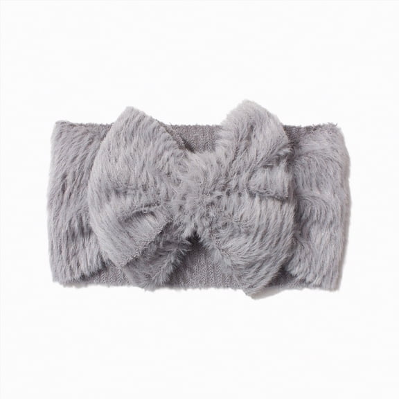 TAmten Headbands for Girls Baby Headbands Soft Stretchy Plush Hair Bands with Bows for Newborn Infant Baby Toddler Girls Boys(Grey,One Size)