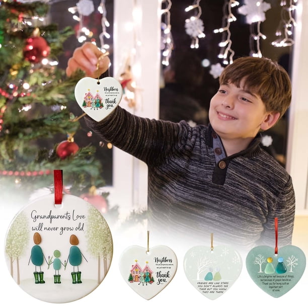 Listado Adorno de corazón de cristal marino para colgar en el árbol de Navidad, 1 unidad, 8 cm, blanco Rkxzt