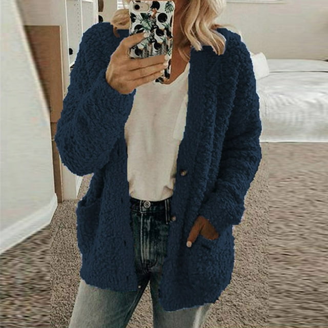 Abrigo largo suave de otoño para mujer, jersey holgado de punto para mujer, prendas de vestir exteriores con botones, cárdigan, abrigo, suéter, ropa